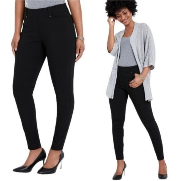 Pants Maurices Black Skinny Dress Slacks Trousers Women's Size 1/2 Short - Picture 1 of 7